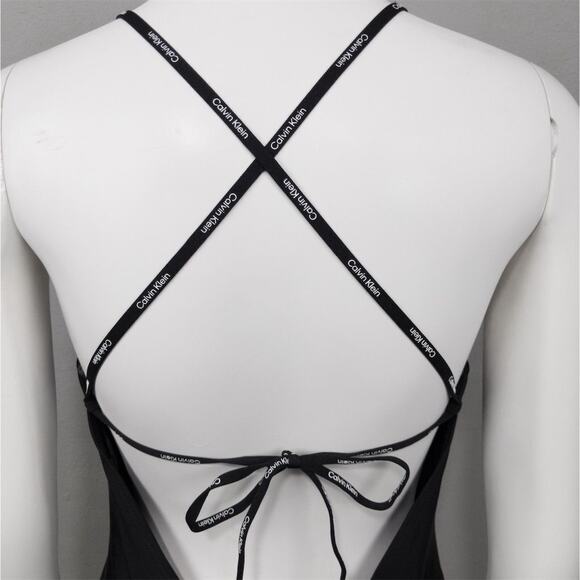 Calvin‎ Klein Black One Piece Swimsuit Size XL Tie Back Infinite Stretch V Neck - Picture 8 of 15